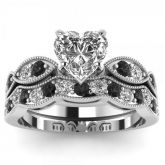 Jeulia Heart Cut Sterling Silver Ring Set