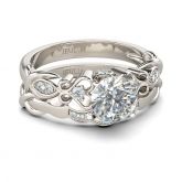 Jeulia Floral Style Round Cut Sterling Silver Ring Set