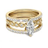 Gold Tone Marquise Cut Sterling Silver Ring Set