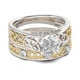 Jeulia Celtic Knot Round Cut Sterling Silver Ring Set