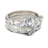 Jeulia Swirl Oval Cut Sterling Silver Ring Set
