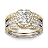 Halo Two Tone Interchangeable Sterling Silver Ring Set
