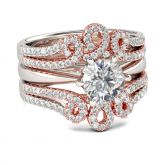 Jeulia Two Tone Round Cut Sterling Silver Ring Set