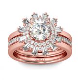 Jeulia Interchangeable Halo Floral Round Cut Sterling Silver Ring Set