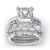 Jeulia 4PC Asscher Cut Sterling Silver Ring Set