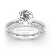 Jeulia Classic Round Cut Sterling Silver Ring Set