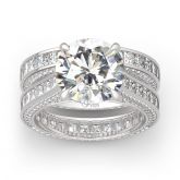 Jeulia Round Cut Three Sided Pave Sterling Silver Eternity Ring Set