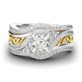 Jeulia Vintage Round Cut Sterling Silver Ring Set