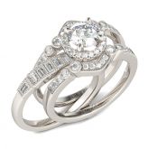 Jeulia Interchangeable Halo Round Cut Sterling Silver Ring Set