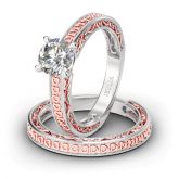 Heart Design Round Cut Sterling Silver Ring Set