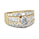 Jeulia Gold Tone Round Cut Sterling Silver Ring
