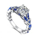 Jeulia Vintage Butterfly Round Cut Sterling Silver Ring