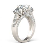 Jeulia Three Side Pave Three Stone Round Cut Sterling Silver Ring