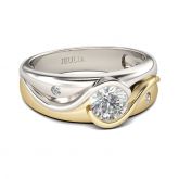 Jeulia Two Tone Scrollwork Round Cut Sterling Silver Ring
