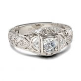 Jeulia Vintage Round Cut Sterling Silver Ring