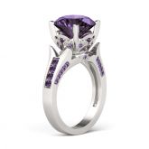 Jeulia Lilac Flower Round Cut Sterling Silver Ring