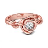 Jeulia Rose Gold Tone Flower Design Round Cut Sterling Silver Ring