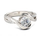 Jeulia Bypass Round Cut Sterling Silver Ring