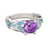 Jeulia Butterfly Round Cut Sterling Silver Ring