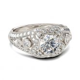 Jeulia Milgrain Round Cut Sterling Silver Ring
