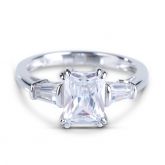 Jeulia Three Stone Radiant Cut Sterling Silver Ring
