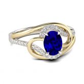 Jeulia Two Tone Oval Cut Sterling Silver Ring