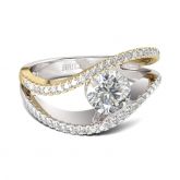 Jeulia Two Tone Wavy Round Cut Sterling Silver Ring