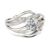 Jeulia Split Shank Round Cut Sterling Silver Ring