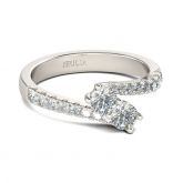 Jeulia Two Stone Round Cut Sterling Silver Ring