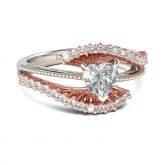 Jeulia Bead Two Tone Heart Cut Sterling Silver Ring