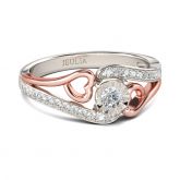 Jeulia Bypass Heart Design Round Cut Sterling Silver Ring