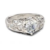 Jeulia Vintage Scrollwork Round Cut Sterling Silver Ring