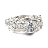 Jeulia Leaf Round Cut Sterling Silver Ring