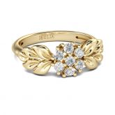 Jeulia Leaf And Flower Design Round Cut Sterling Silver Ring