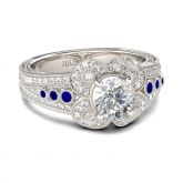 Milgrain Flower Design Round Cut Sterling Silver Ring
