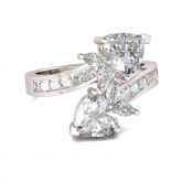 Jeulia Two Stone Heart Cut Sterling Silver Ring