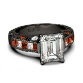 Jeulia Black Tone Emerald Cut Sterling Silver Ring