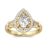 Jeulia Halo Pear Cut Sterling Silver Ring