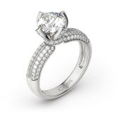 Jeulia Round Cut Flower Petal Sterling Silver Ring