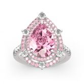 Jeulia Double Halo Pear Cut Pink Stone Sterling Silver Ring