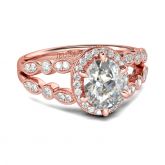 Jeulia Halo Oval Cut Sterling Silver Ring