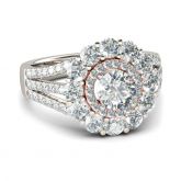 Jeulia Flower Inspired Double Halo Round Cut Sterling Silver Ring
