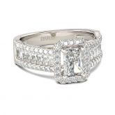 Jeulia Halo Radiant Cut Sterling Silver Ring