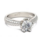 Flower Design Round Cut Sterling Silver Ring