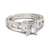 Jeulia Vintage Three Stone Radiant Cut Sterling Silver Ring