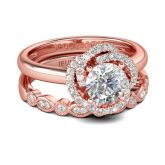 Rose Gold Round Cut Sterling Silver Ring Set