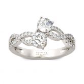 Two-stone Twist Round Cut Sterling Silver Engagement Ring