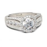 Jeulia Halo Milgrain Round Cut Sterling Silver Ring