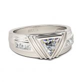 Jeulia Trillion Cut Sterling Silver Men's band