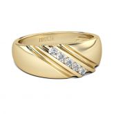Jeulia Gold Tone Diagonal Round Cut Sterling Silver Men's Band